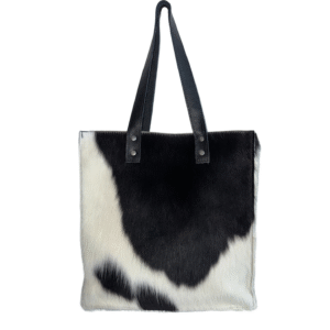 Naturaalsest nahast shopper - black & white